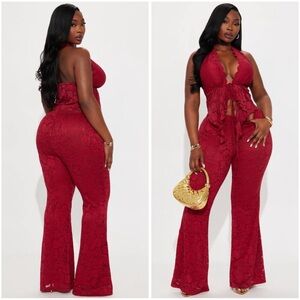 Violetta Lace Pant Set - Burgundy - Sz 1X